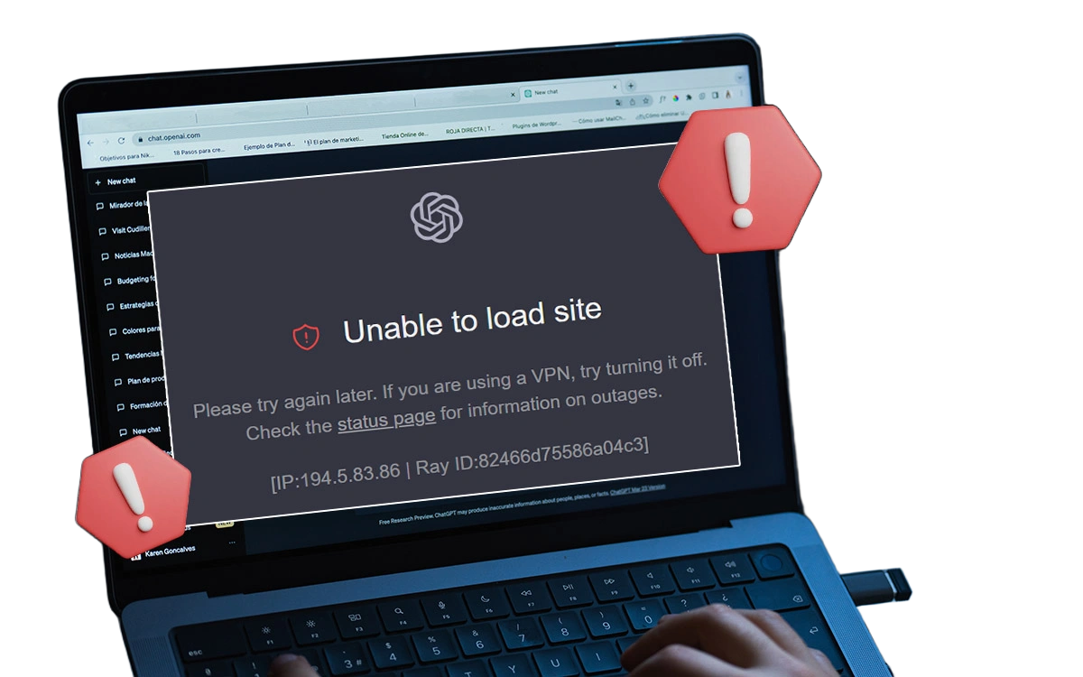 Website error page shown while connected to a VPN